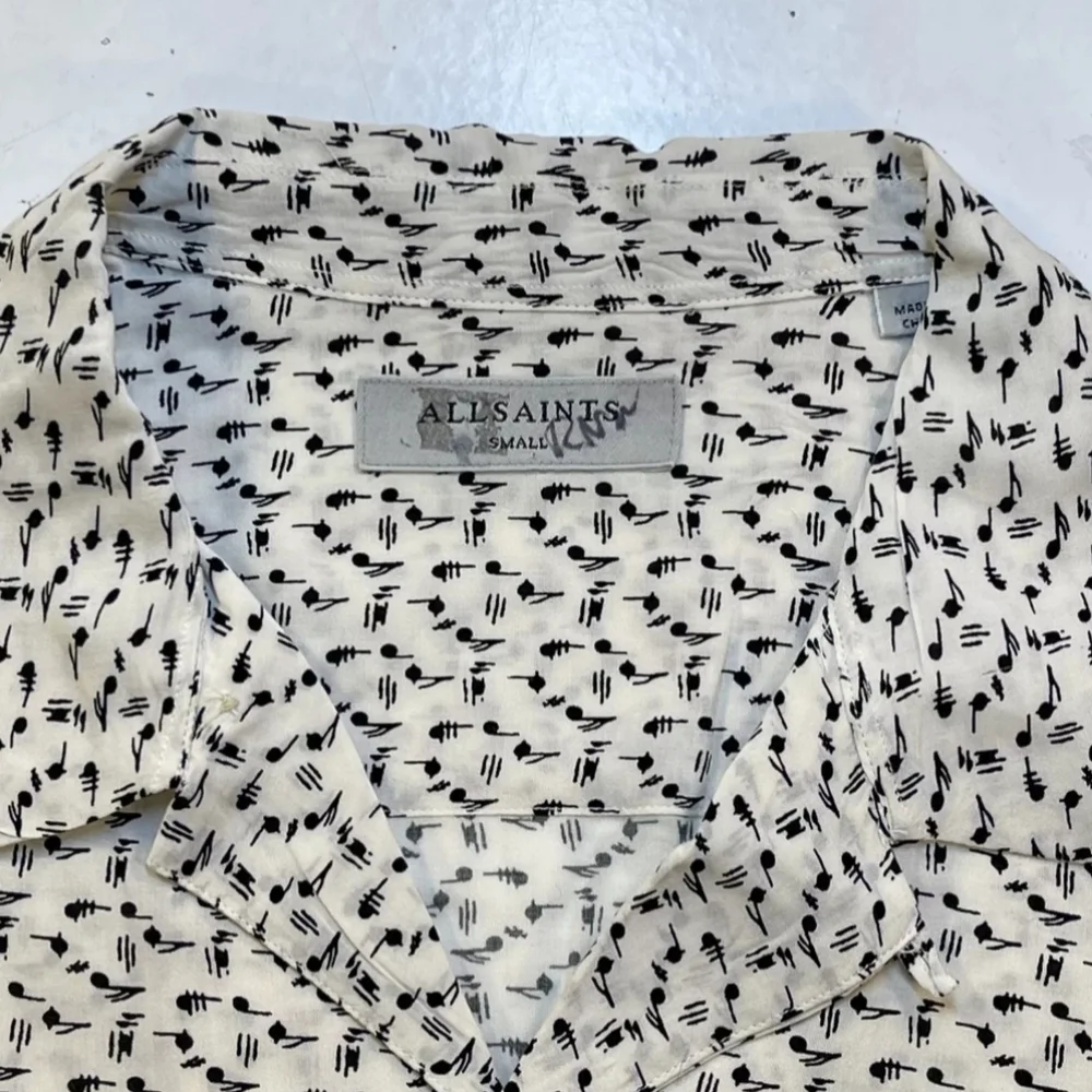 All‎ Saints Cream and Black Casual Button Down Shirt - Picture 8 of 9